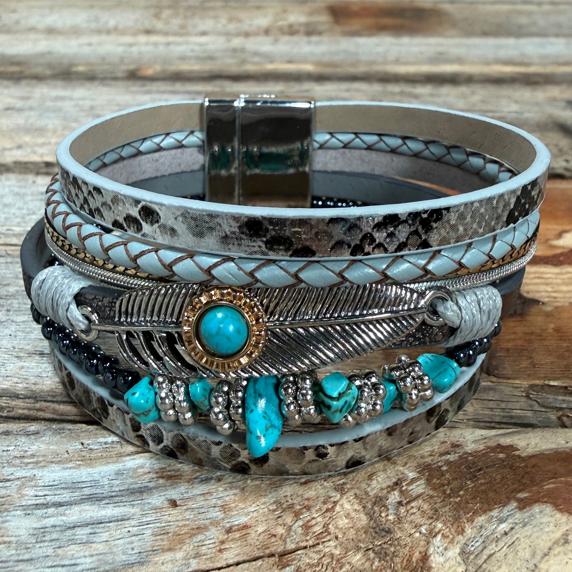 Silver Boho Multi Strand Wrap Bracelet