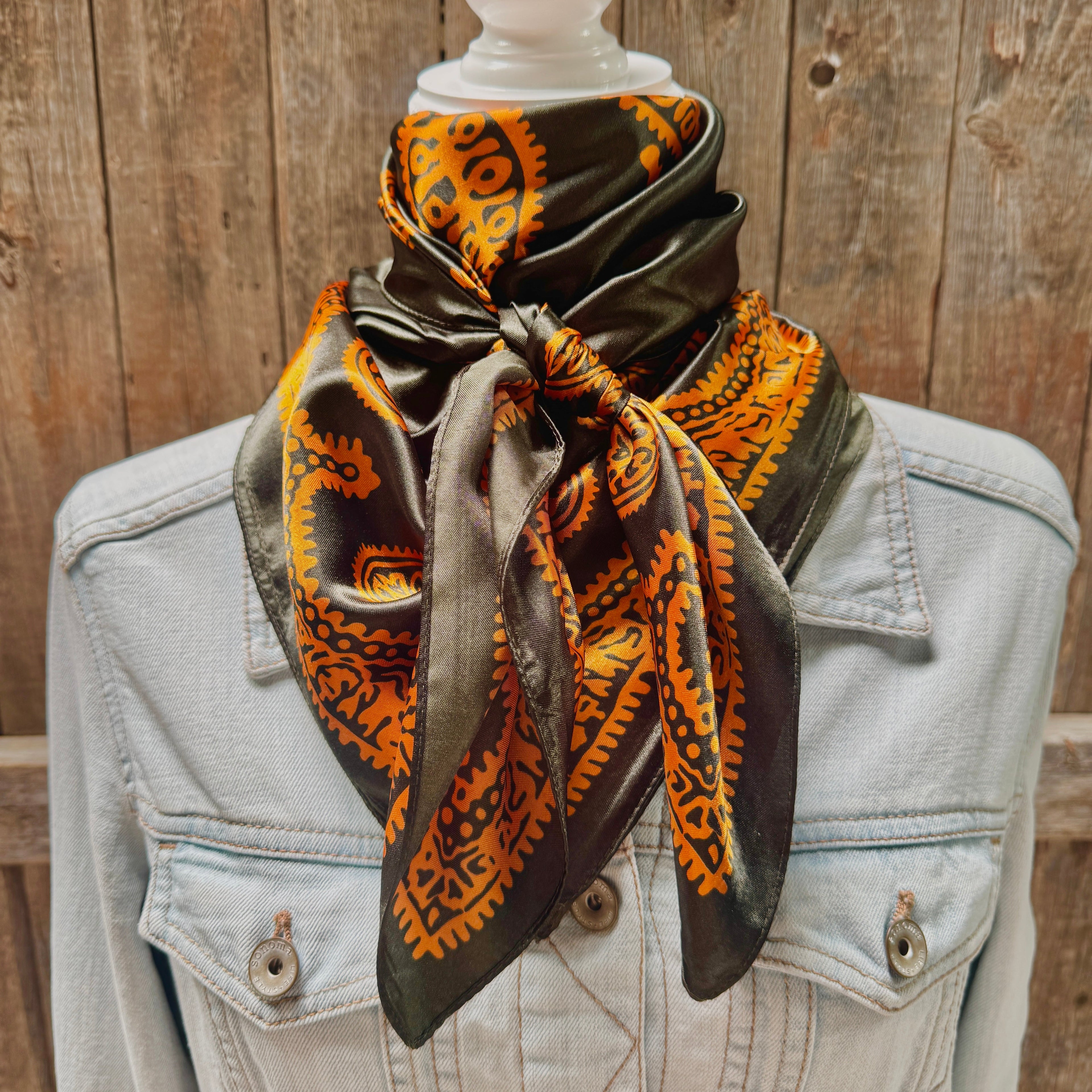 Dark Olive Paisley Wild Rag - Western Scarf