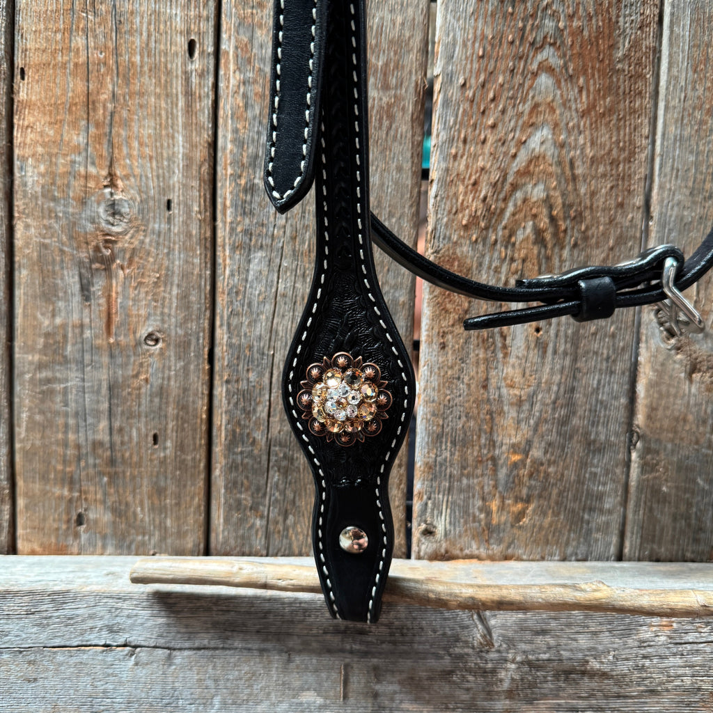 Draft Black Basketweave Champagne and Clear Browband #BB132D — view 3