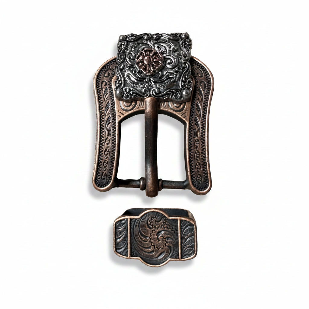 Antique Silver Square Floral Western Concho W247 — view 6