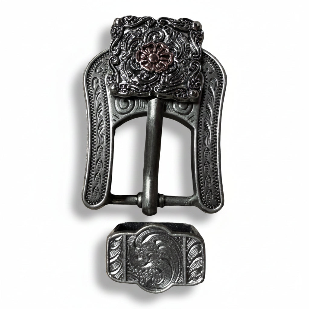 Antique Silver Square Floral Western Concho W247 — view 7