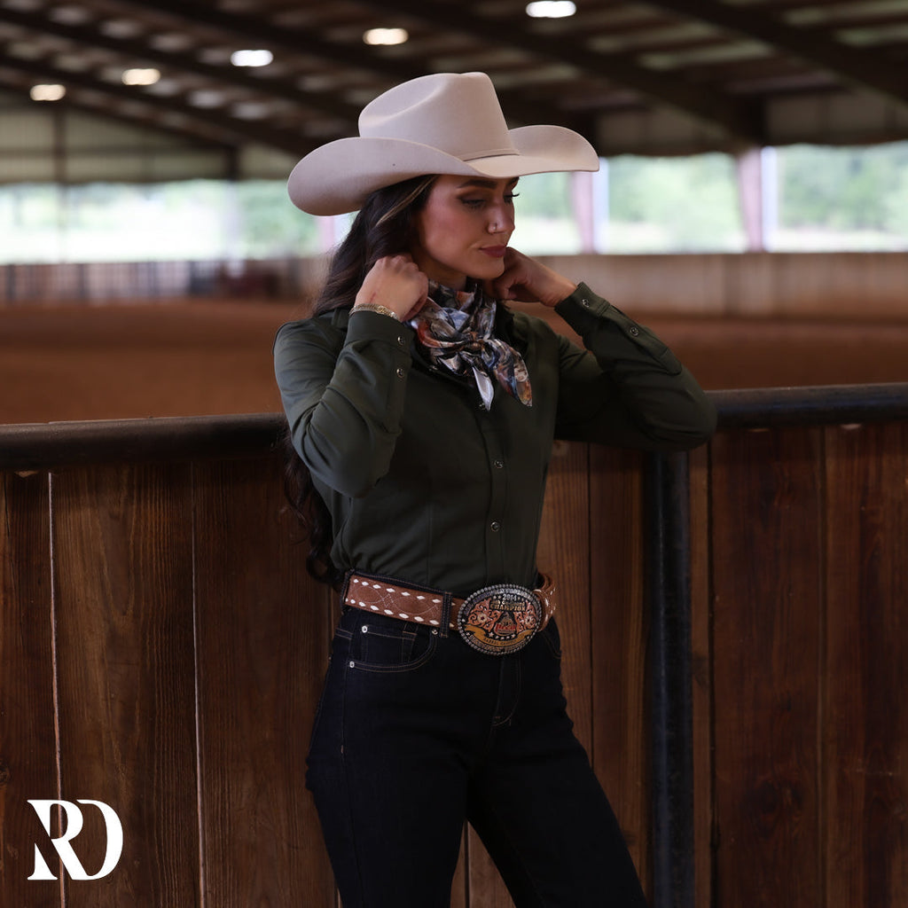 Olive Solid Performance Rodeo Shirt — view 4