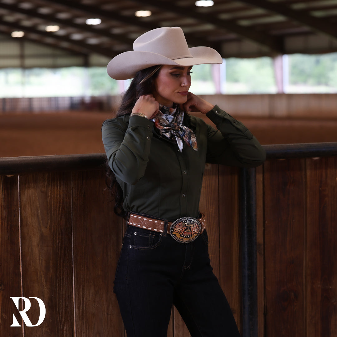 Olive Solid Performance Rodeo Shirt — view 4