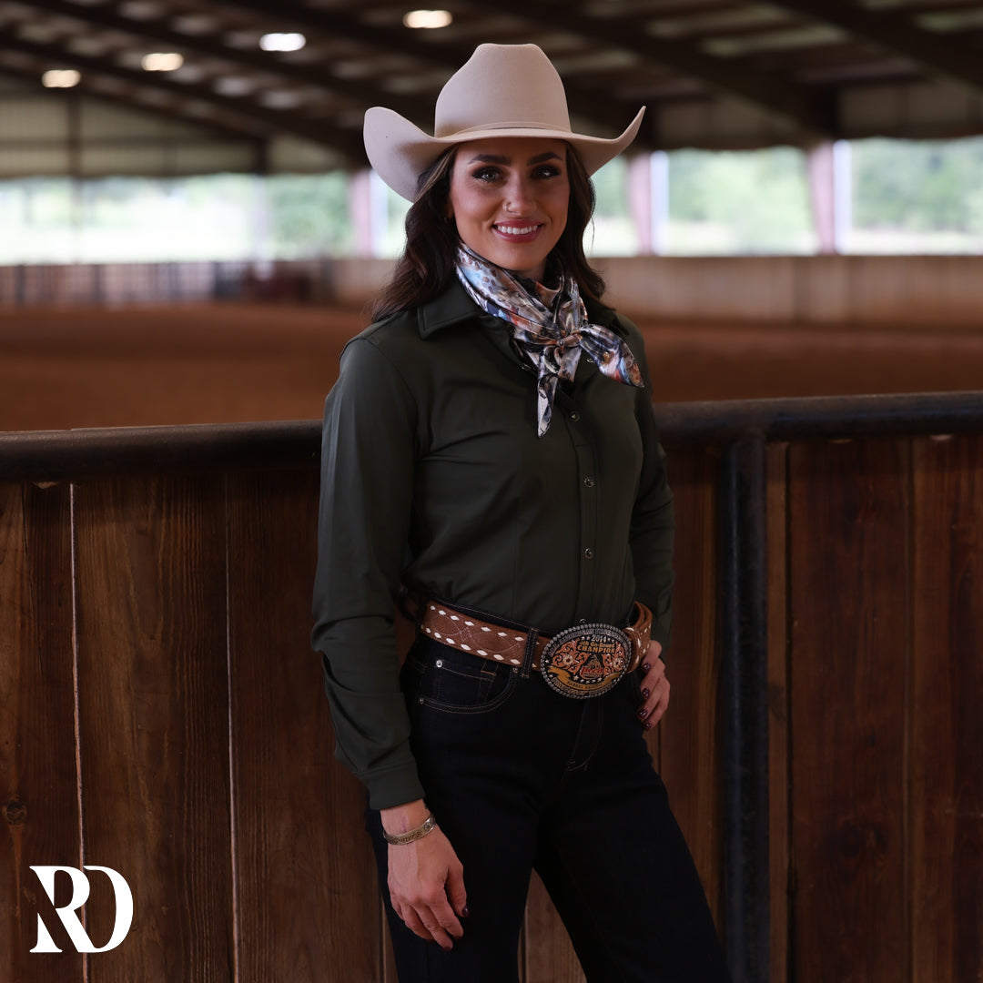 Olive Solid Performance Rodeo Shirt — view 2