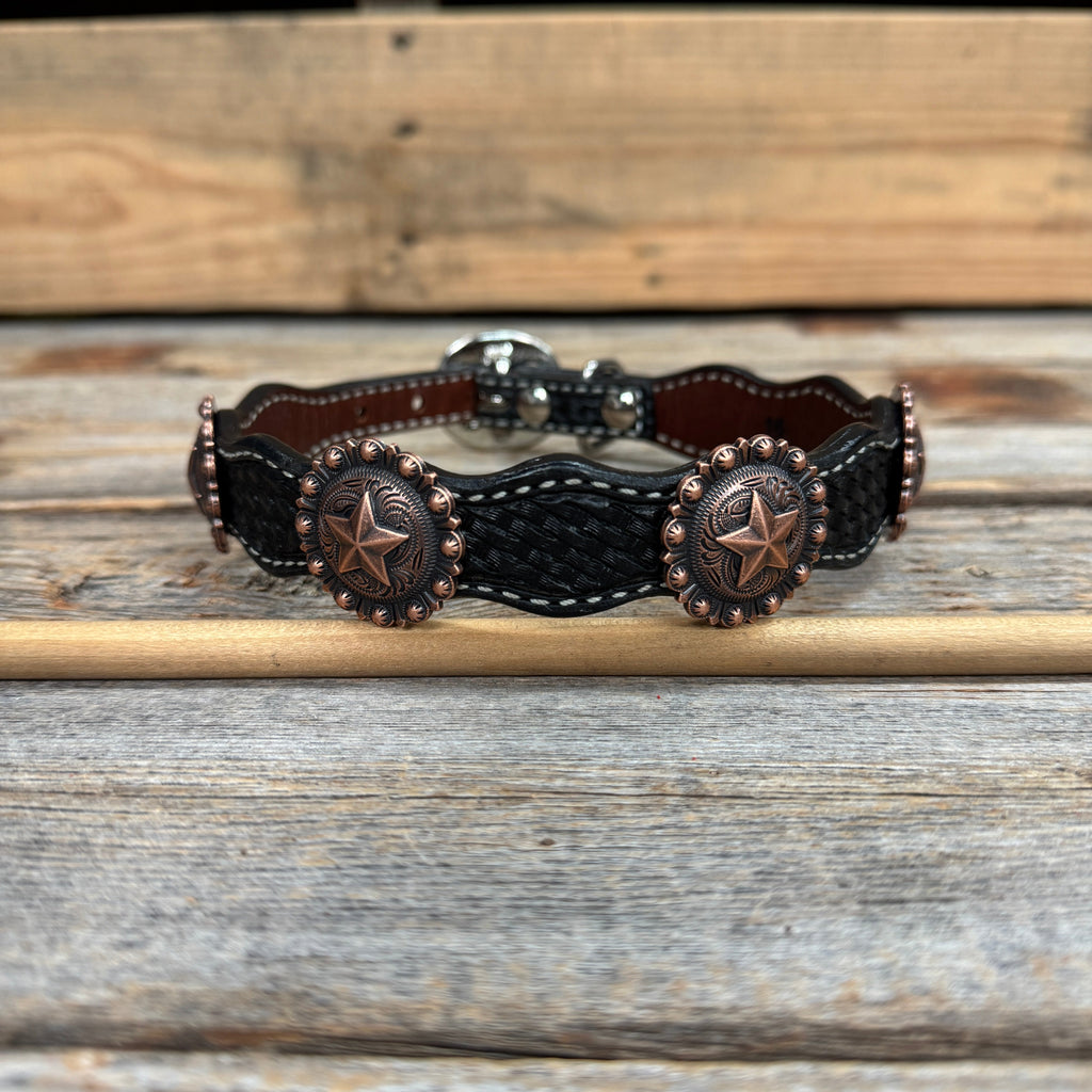 Genuine Leather Dog Collar With Copper Star Concho 12" to 22" W175L | DC4 — view 4