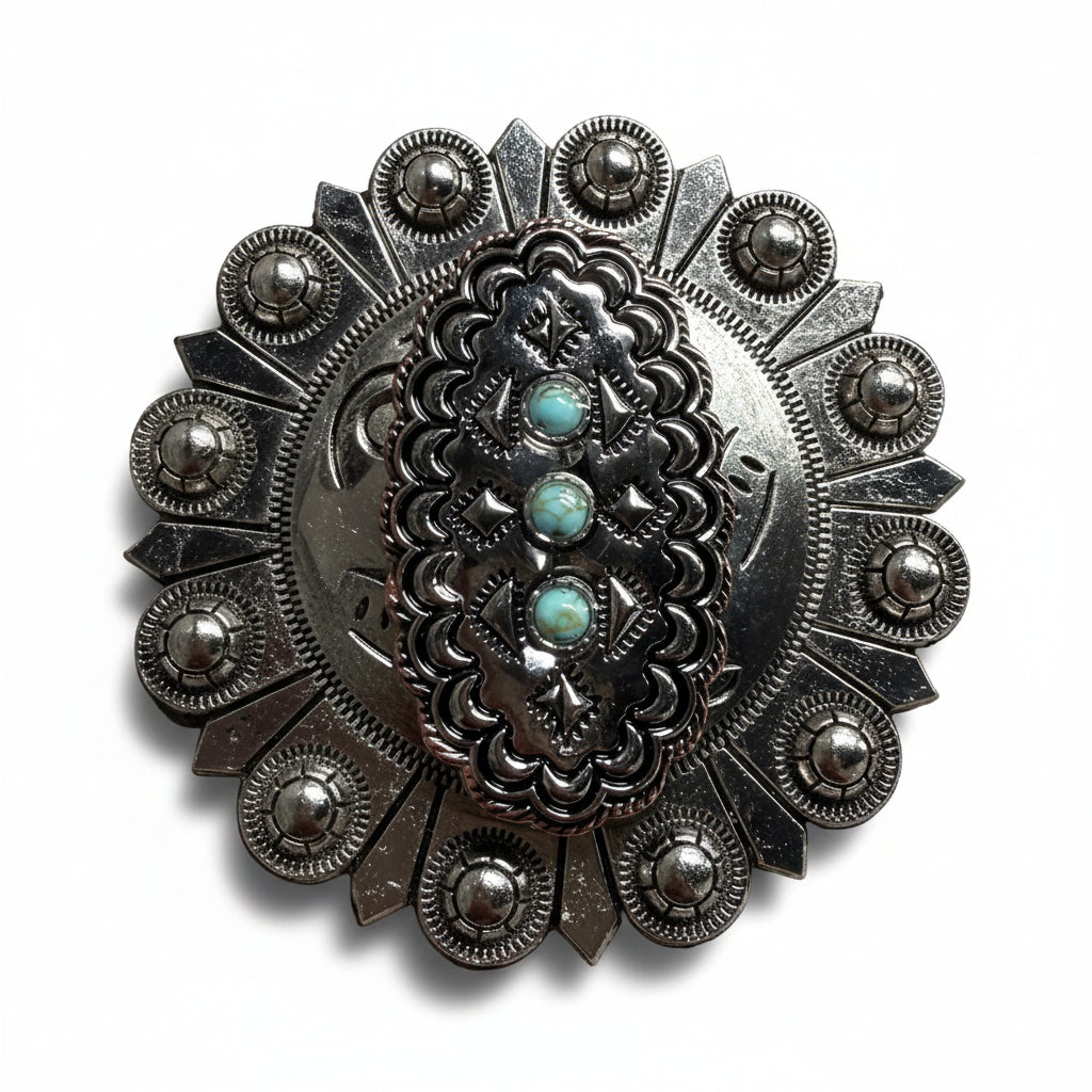 Antique Silver and Copper Oval Scallop Concho W261 — view 4