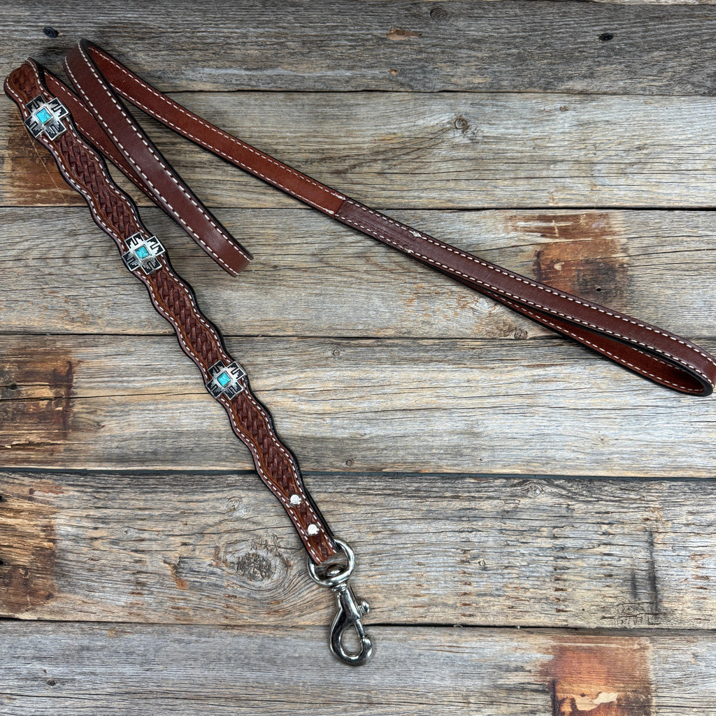 Genuine Leather Dog Collar or Leash With Antique Silver Southwest Conchos 12" to 22" W201S | DC79 — view 6