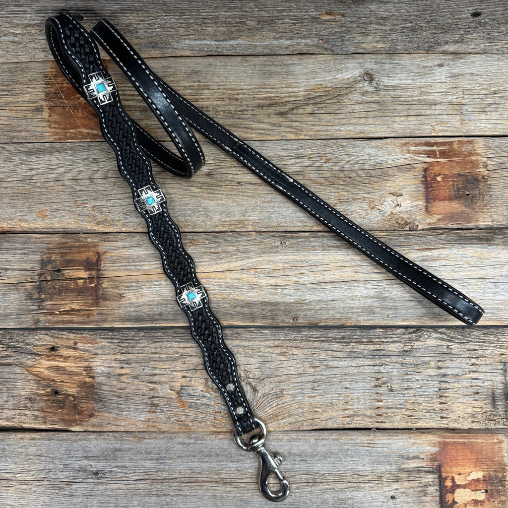 Genuine Leather Dog Collar or Leash With Antique Silver Southwest Conchos 12" to 22" W201S | DC79 — view 8
