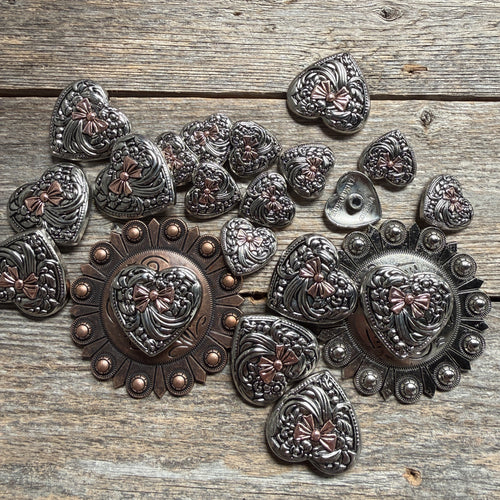 Antique Silver and Copper Heart Concho W263