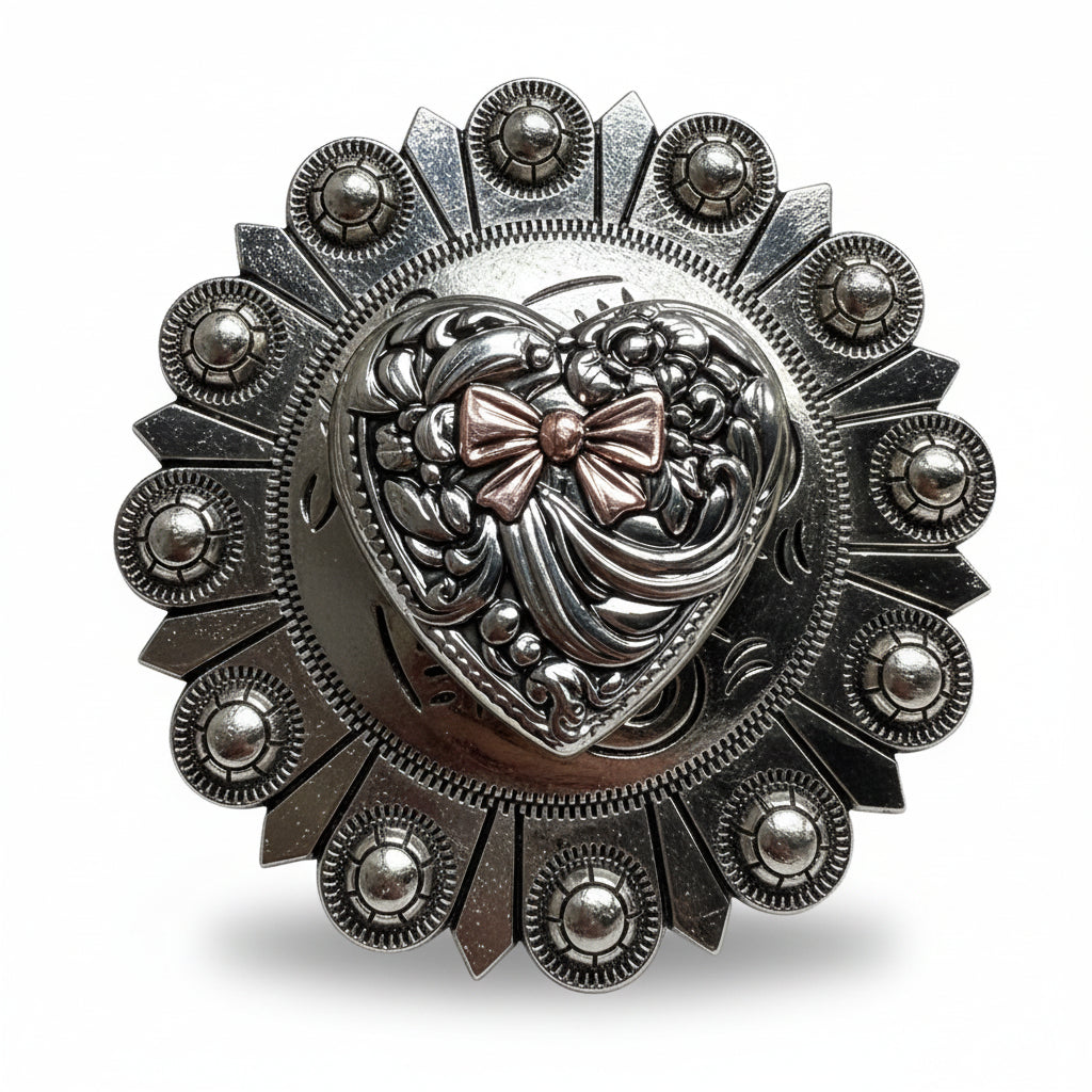 Antique Silver and Copper Heart Concho W263 — view 5