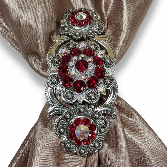 Antique Silver Ruby - AB Crystal Conchos | Sizes 1"- 3" | Buckles | Saddle Set | Leather Rosettes | Slide — view 15