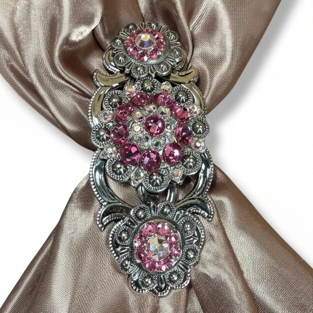 Antique Silver Pink - AB Crystal Conchos | Sizes 1"- 3" | Buckles | Saddle Set | Leather Rosettes | Slide — view 15