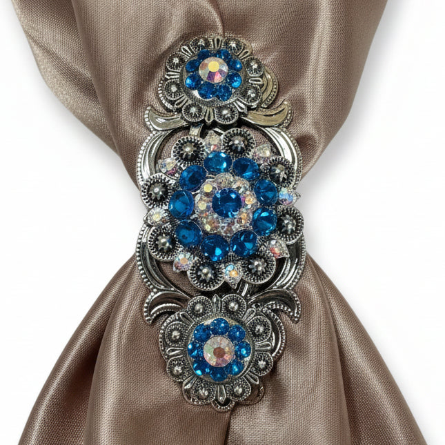 Antique Silver Capri - AB Crystal Conchos | Sizes 1"- 3" | Buckles | Saddle Set | Leather Rosettes | Slide — view 15