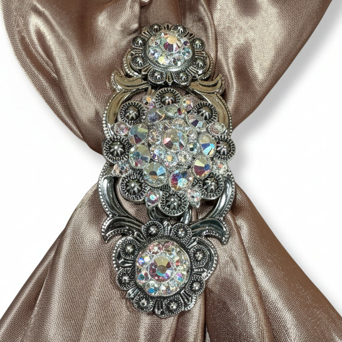 Antique Silver AB Crystal Conchos | Sizes 1"- 3" | Buckles | Saddle Set | Leather Rosettes | Slide — view 15