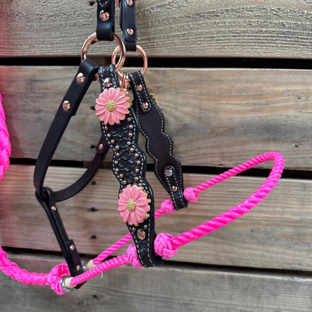 Honeycomb Tooled Lariat & Leather Combo Halter #LH107 — view 2
