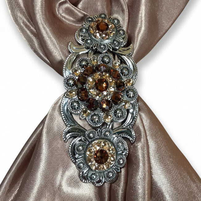 Antique Silver Topaz - Champagne Crystal Conchos | Sizes 1"- 3" | Buckles | Saddle Set | Leather Rosettes | Slide — view 15