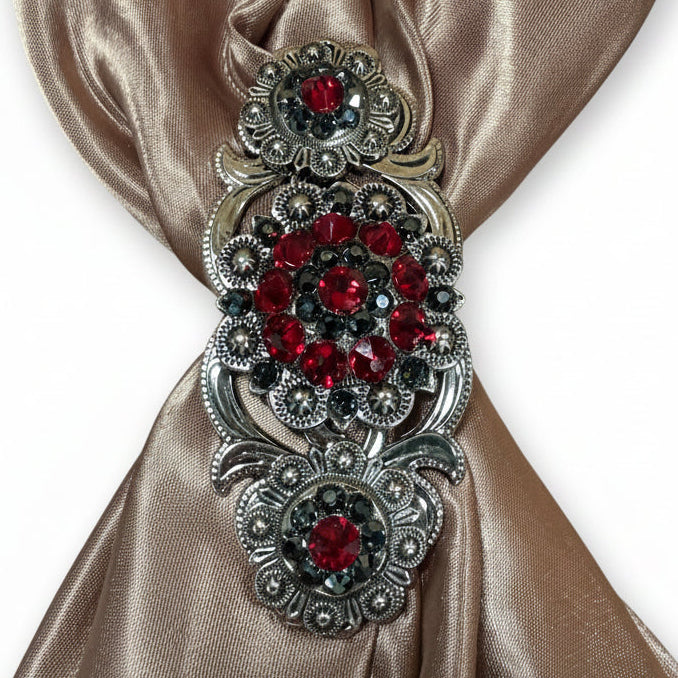Antique Silver Ruby - Jet Crystal Conchos | Sizes 1"- 3" | Buckles | Saddle Set | Leather Rosettes | Slide — view 15