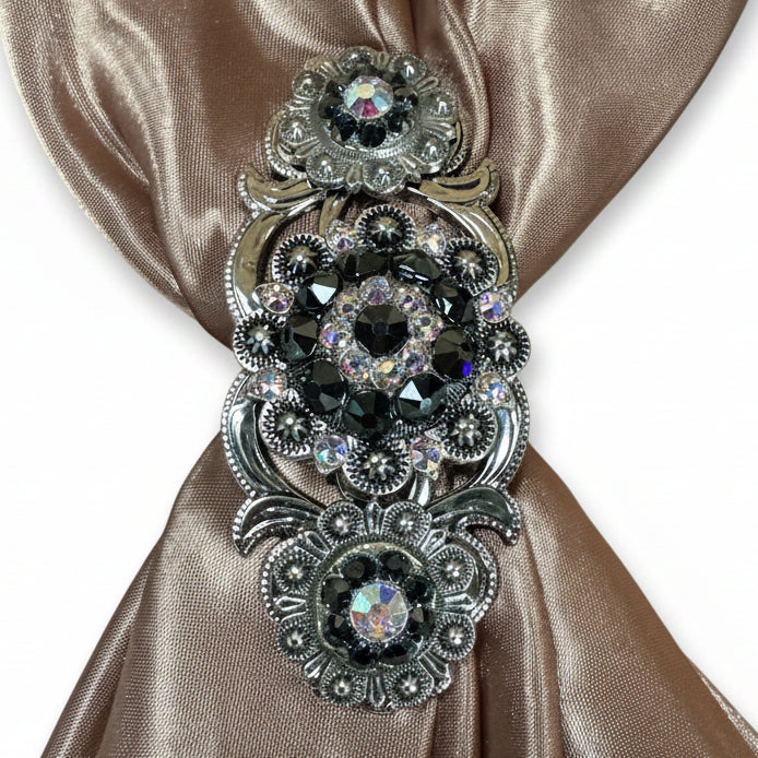 Antique Silver Jet - AB Crystal Conchos | Sizes 1"- 3" | Buckles | Saddle Set | Leather Rosettes | Slide — view 15