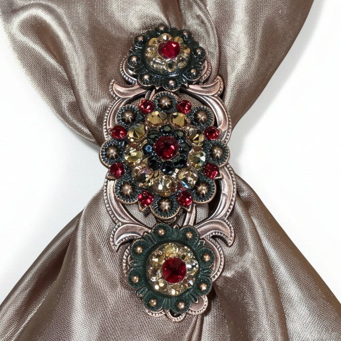 Copper Ruby - Jet - Champagne Crystal Conchos | Sizes 1"- 3" | Buckles | Saddle Set | Leather Rosettes | Slide — view 15