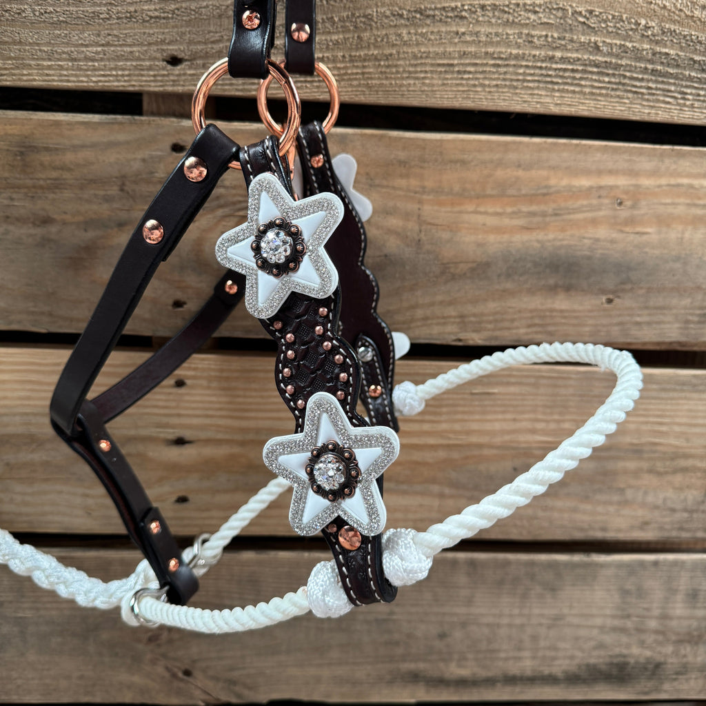 Honeycomb Tooled Lariat & Leather Combo Halter #LH120 — view 2