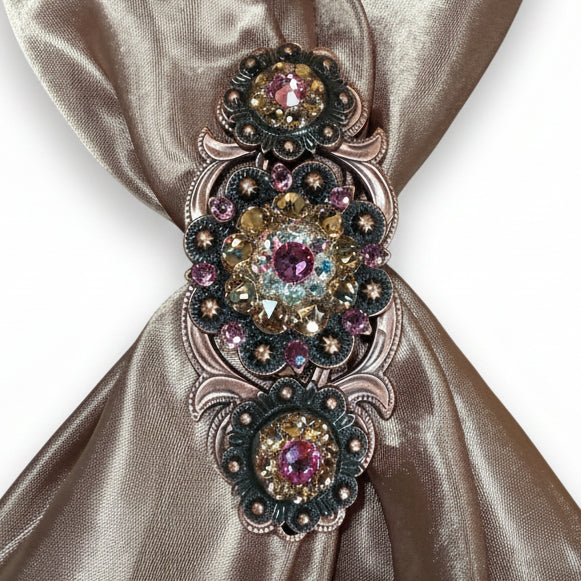 Copper Pink - AB - Champagne Crystal Conchos | Sizes 1"- 3" | Buckles | Saddle Set | Leather Rosettes | Slide — view 15