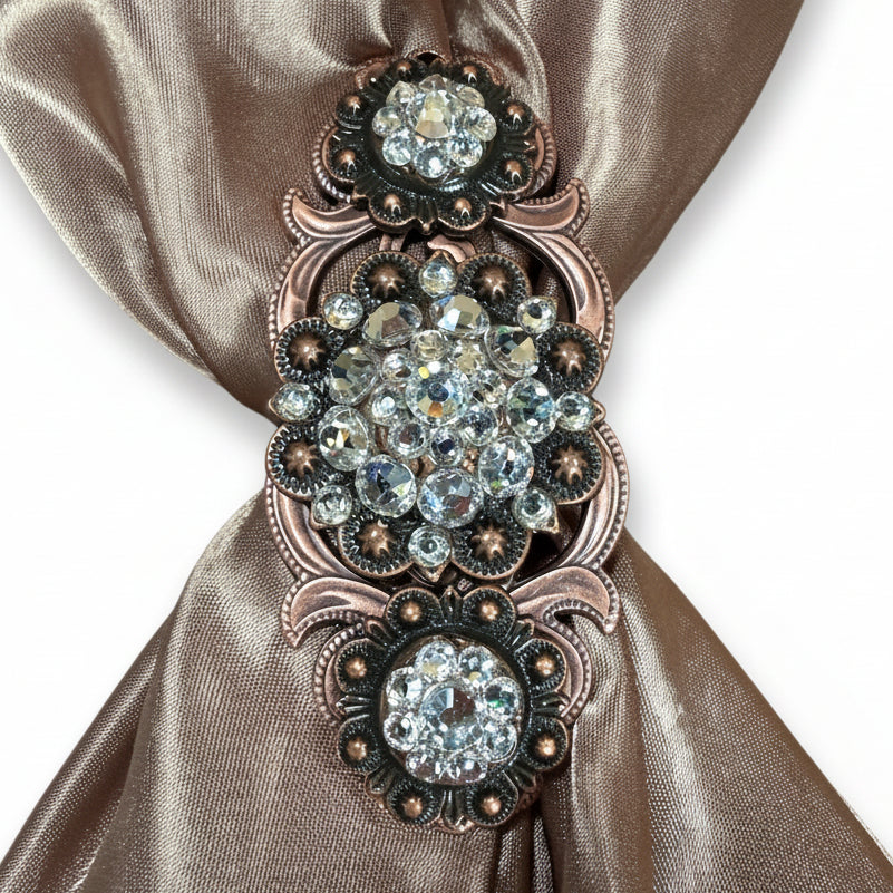 Copper Clear Crystal Conchos | Sizes 1"- 3" | Buckles | Saddle Set | Leather Rosettes | Slide — view 15