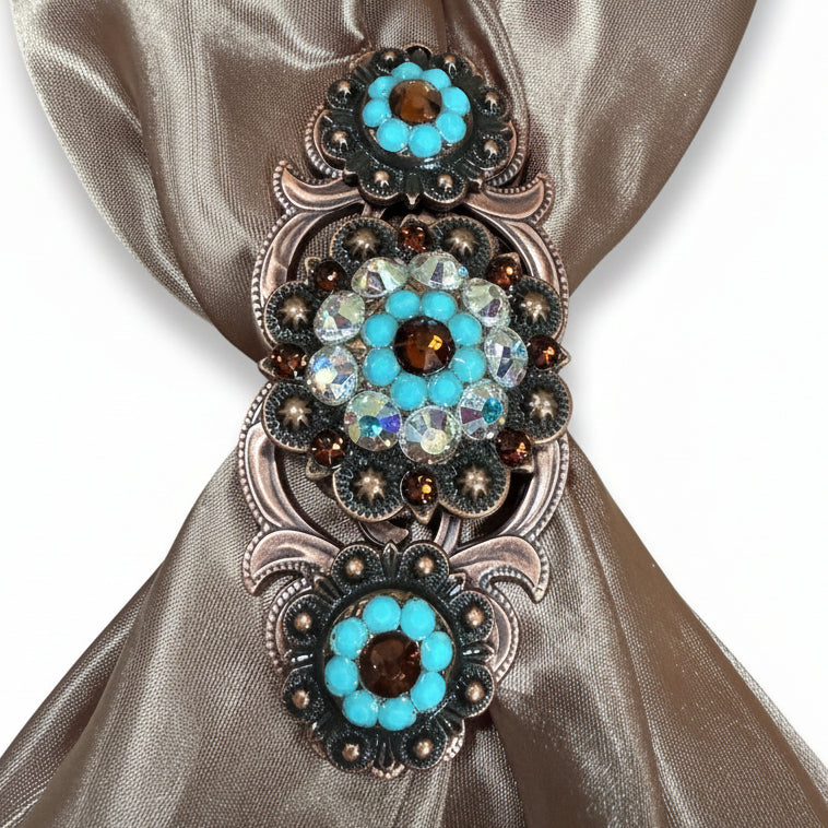 Copper Topaz - Turquoise - AB Crystal Conchos | Sizes 1"- 3" | Buckles | Saddle Set | Leather Rosettes | Slide — view 15