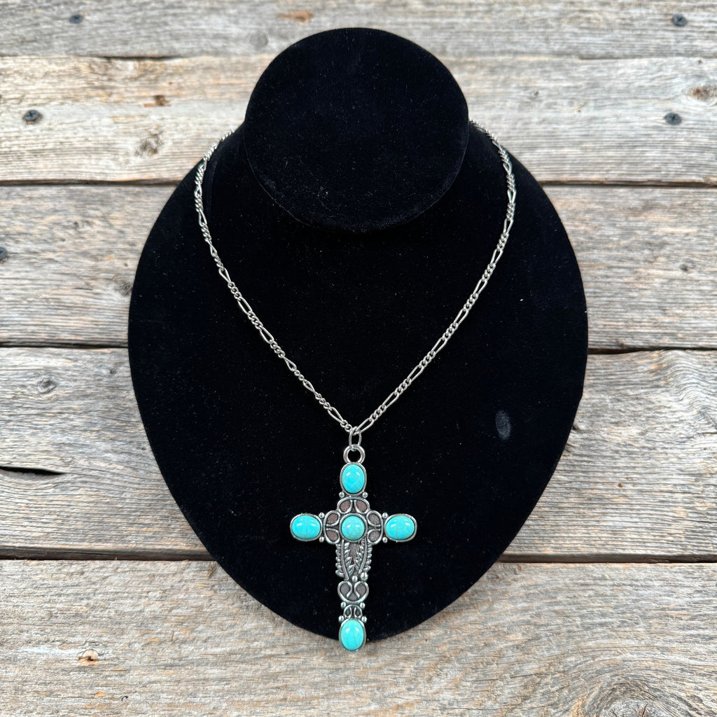 Cross Fashion Turquoise Pendant Necklace