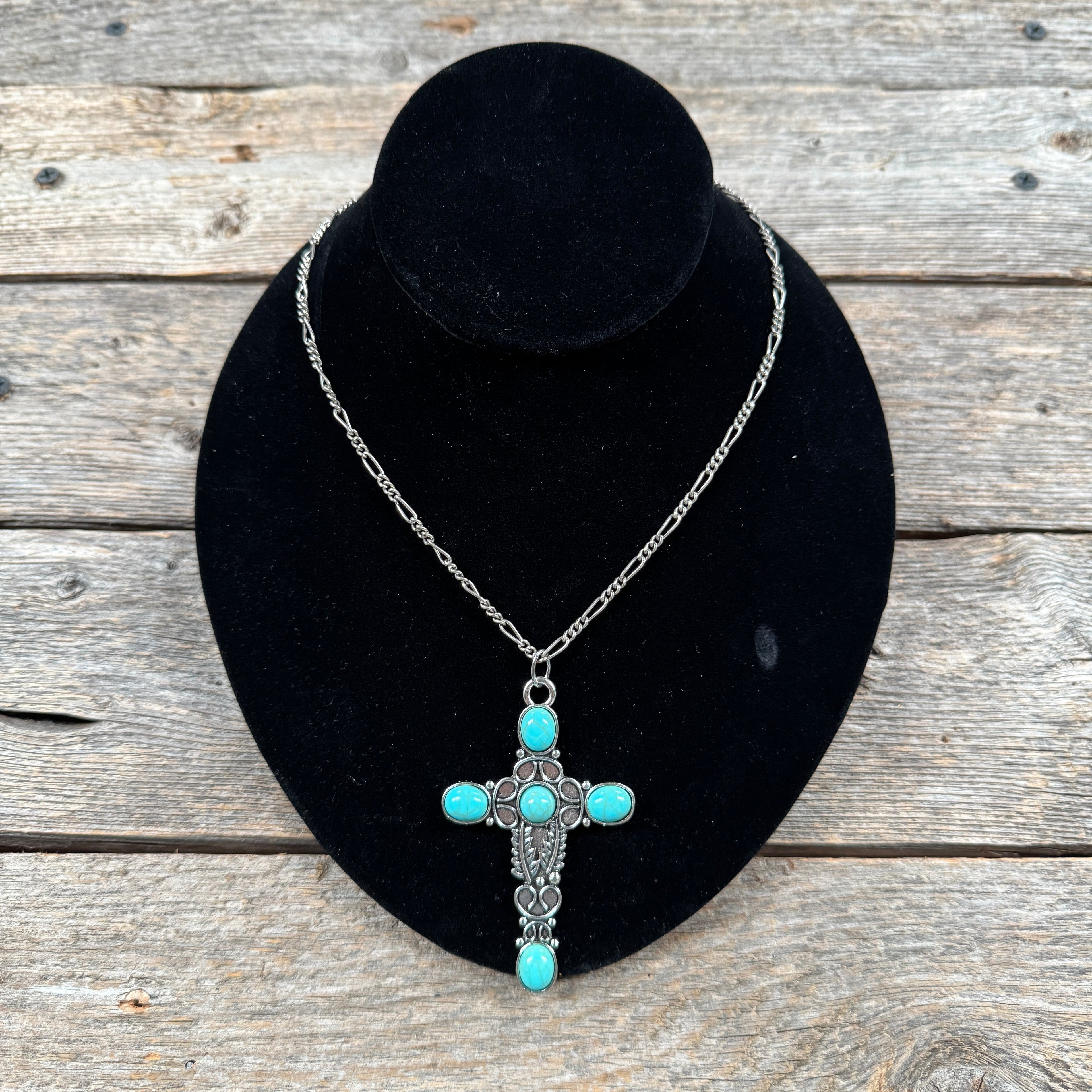 Cross Fashion Turquoise Pendant Necklace