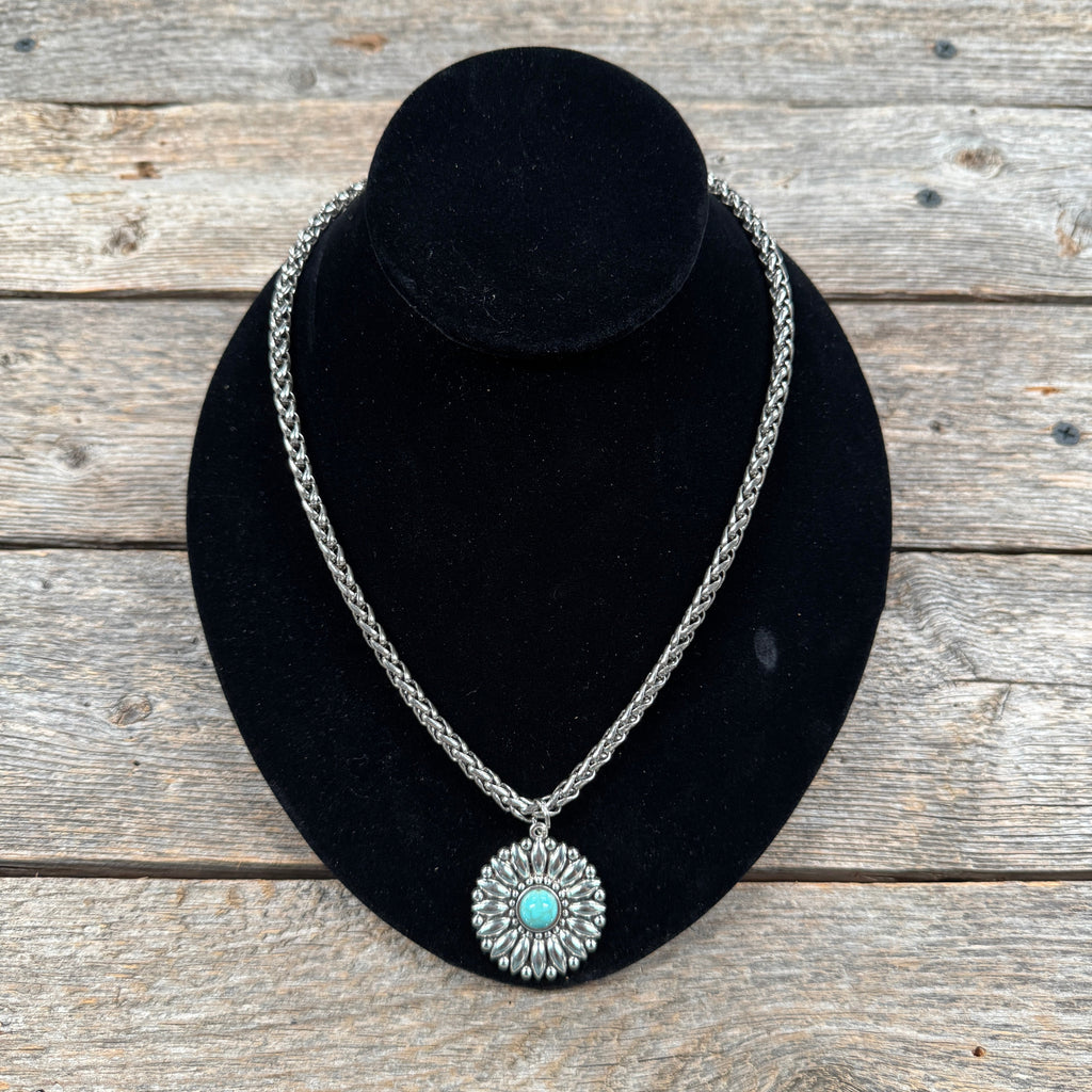 Sunflower Fashion Turquoise Pendant Necklace