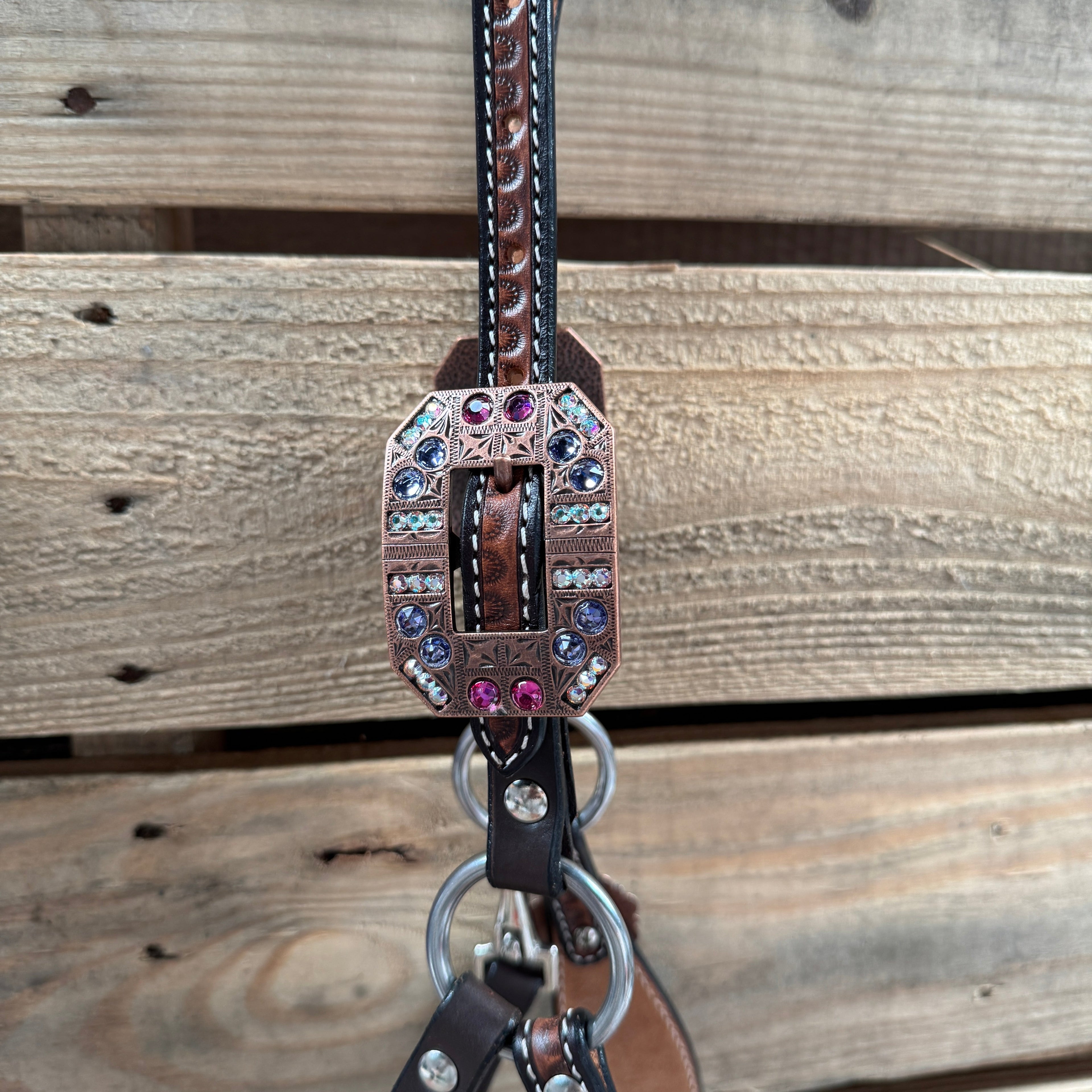 Flower Power Lariat & Leather Combo Halter #LH101 — view 3