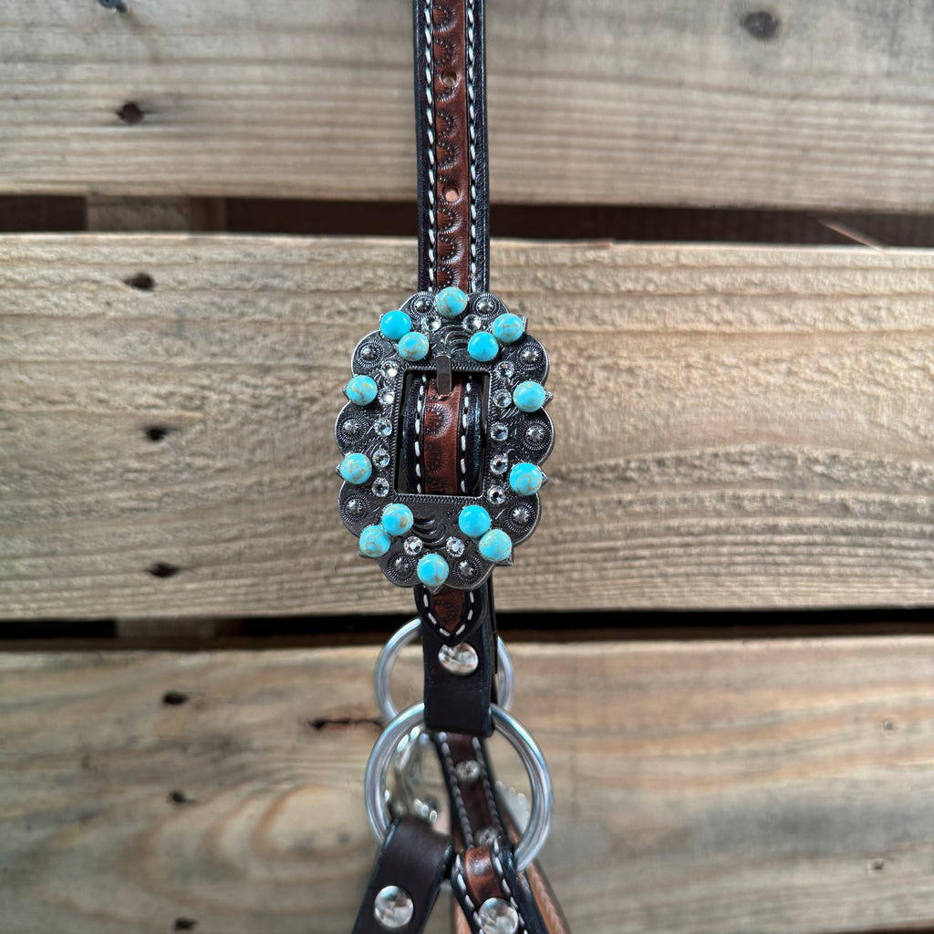 Flower Power Lariat & Leather Combo Halter #LH118 — view 3