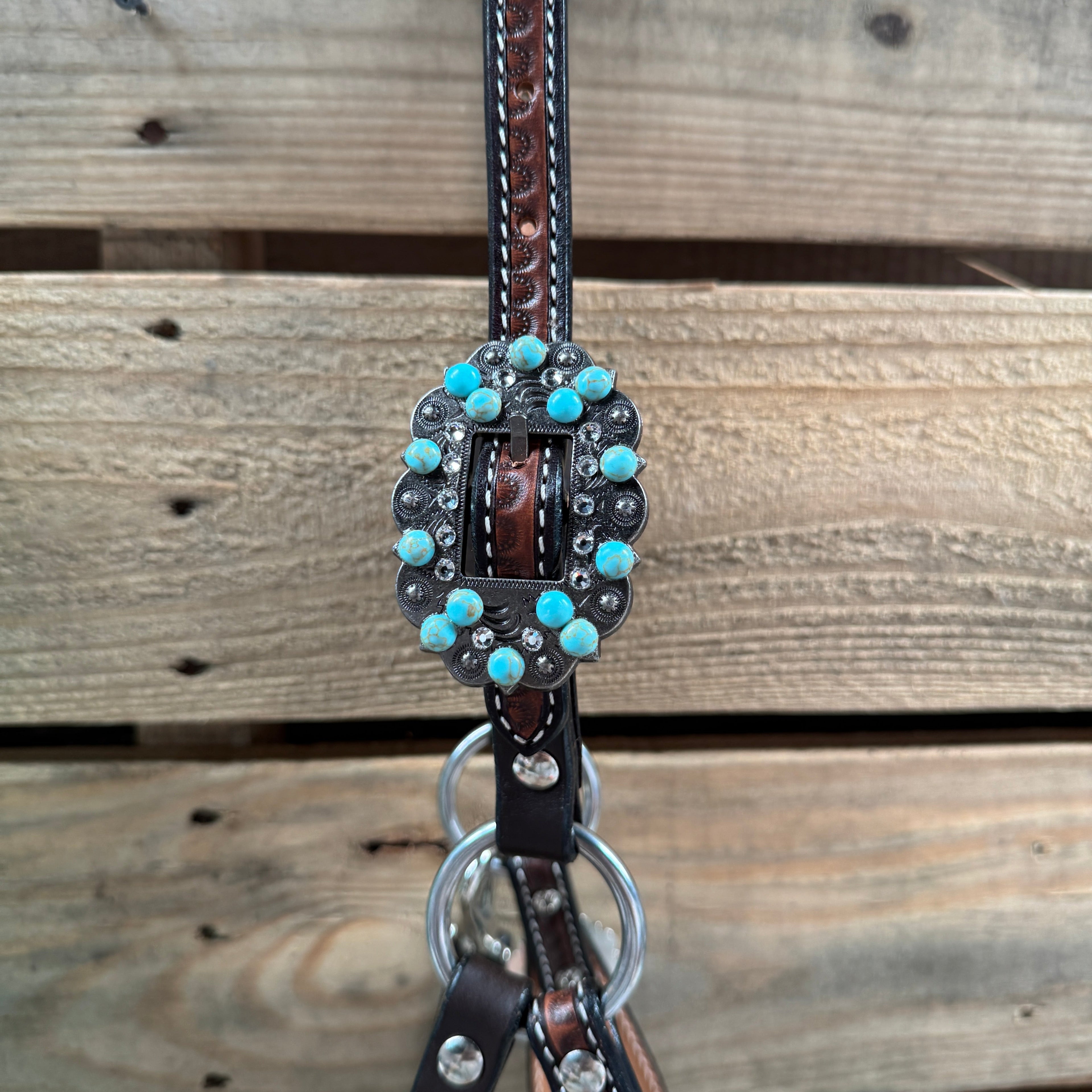 Flower Power Lariat & Leather Combo Halter #LH118 — view 3