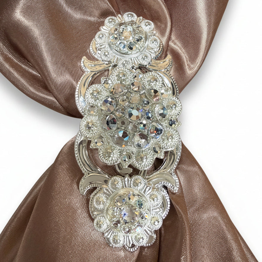 Bright Silver Clear Crystal Conchos | Sizes 1"- 3" | Buckles | Saddle Set | Leather Rosettes | Slide — view 12