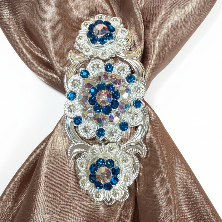 Bright Silver Capri - AB Crystal Conchos | Sizes 1"- 3" | Buckles | Saddle Set | Leather Rosettes | Slide — view 12