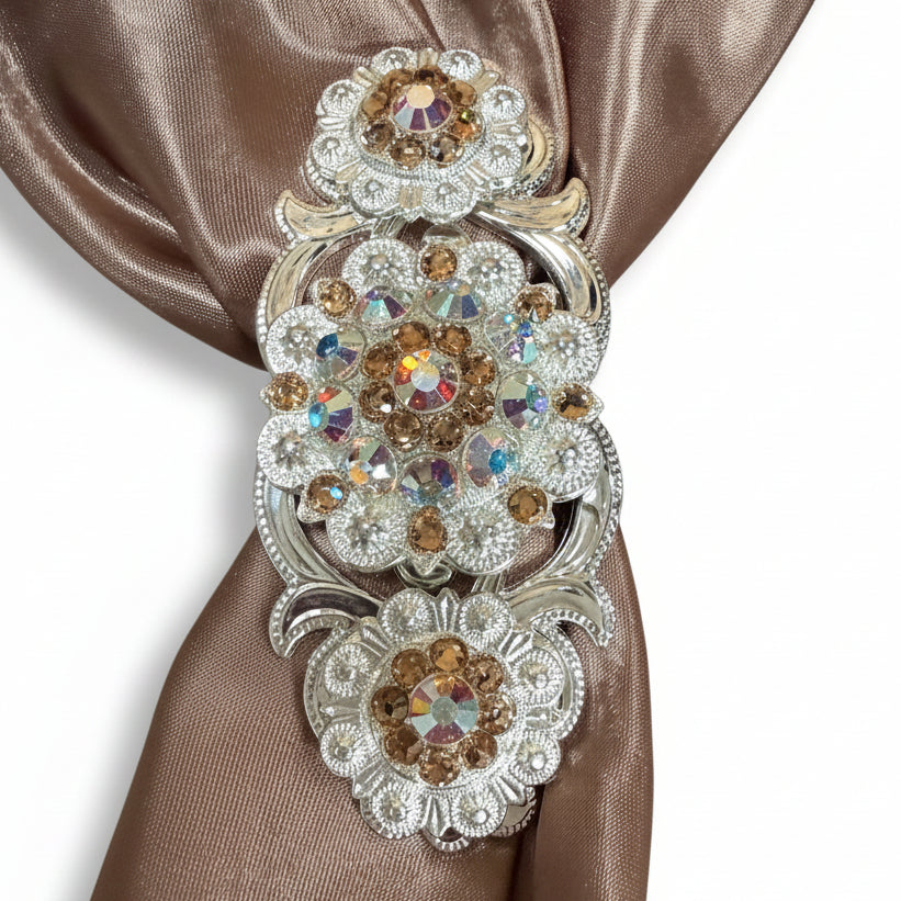 Bright Silver Champagne - AB Crystal Conchos | Sizes 1"- 3" | Buckles | Saddle Set | Leather Rosettes | Slide — view 12