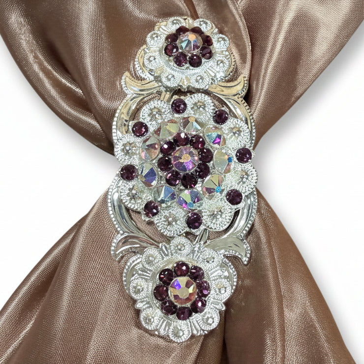 Bright Silver Amethyst - AB Crystal Conchos | Sizes 1"- 3" | Buckles | Saddle Set | Leather Rosettes | Slide — view 12