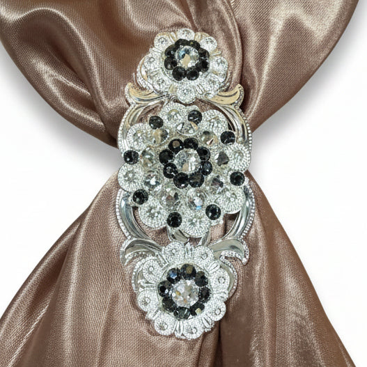 Bright Silver Jet - Clear Crystal Conchos | Sizes 1"- 3" | Buckles | Saddle Set | Leather Rosettes | Slide — view 12