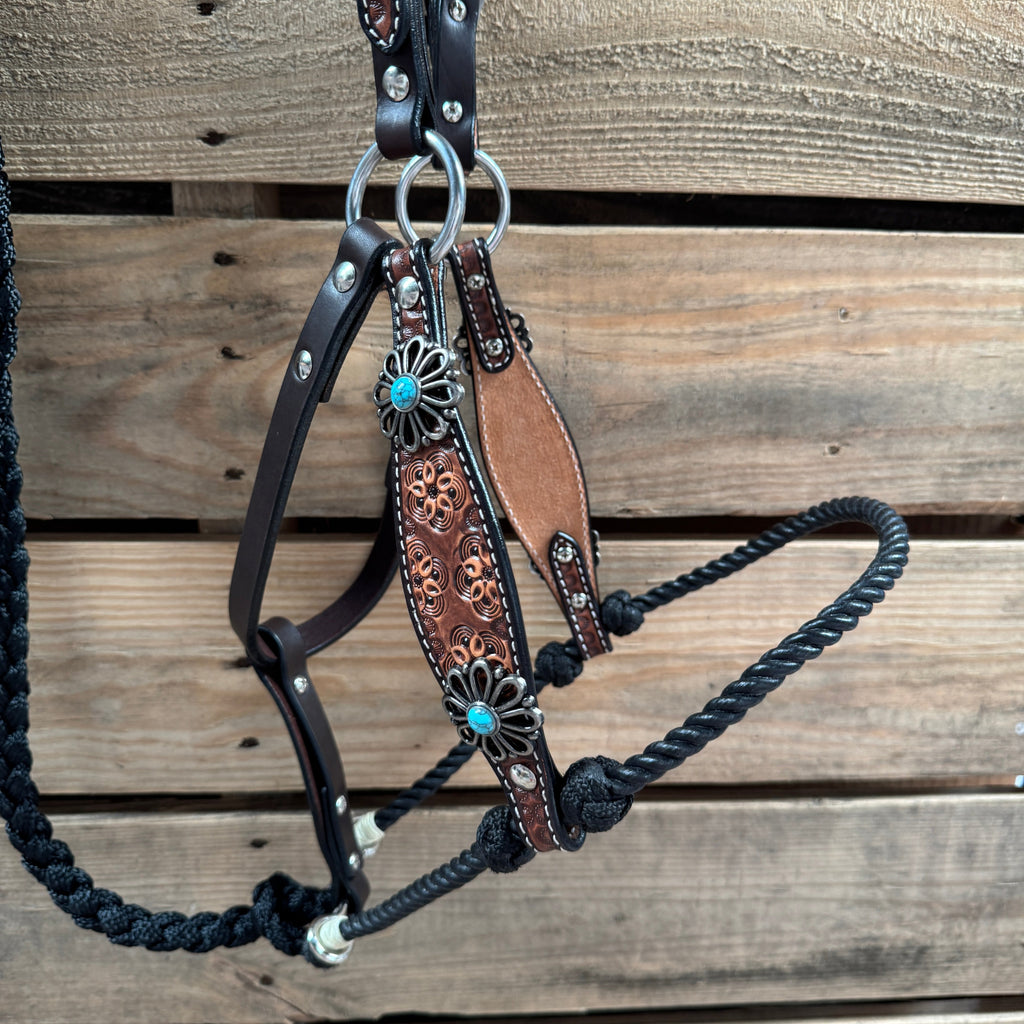 Flower Power Lariat & Leather Combo Halter #LH119 — view 2