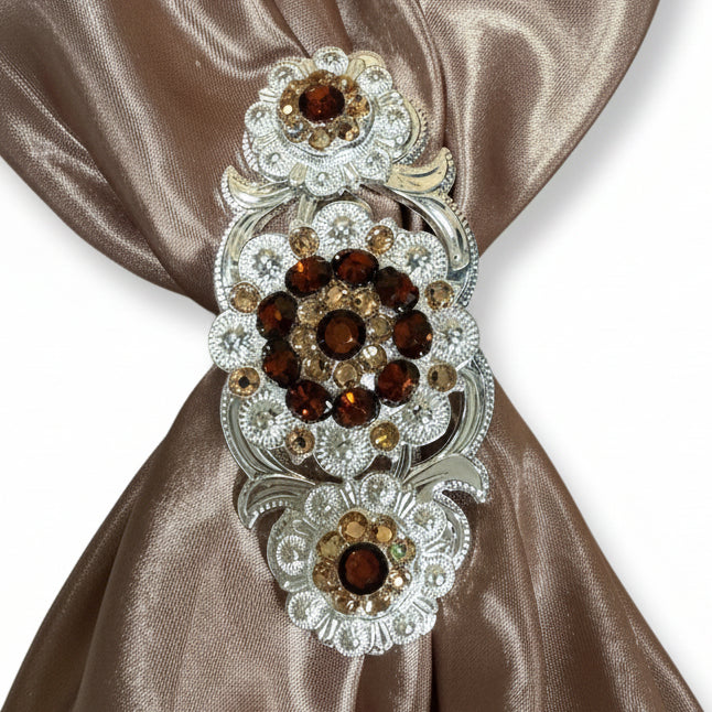 Bright Silver Topaz - Champagne Crystal Conchos | Sizes 1"- 3" | Buckles | Saddle Set | Leather Rosettes | Slide — view 12