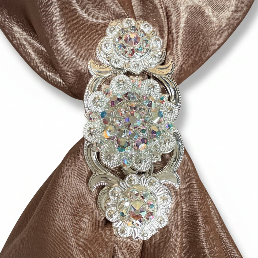 Bright Silver AB Crystal Conchos | Sizes 1"- 3" | Buckles | Saddle Set | Leather Rosettes | Slide — view 12