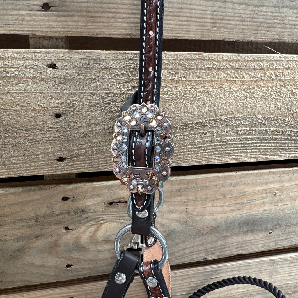 Flower Power Lariat & Leather Combo Halter #LH105 — view 3