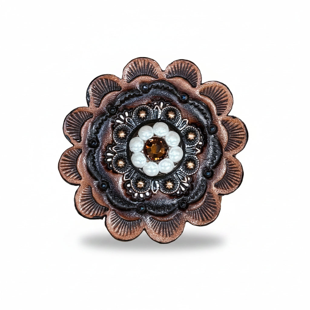 Copper Topaz - AB - Pearl Crystal Conchos | Sizes 1"- 3" | Buckles | Saddle Set | Leather Rosettes | Slide — view 12