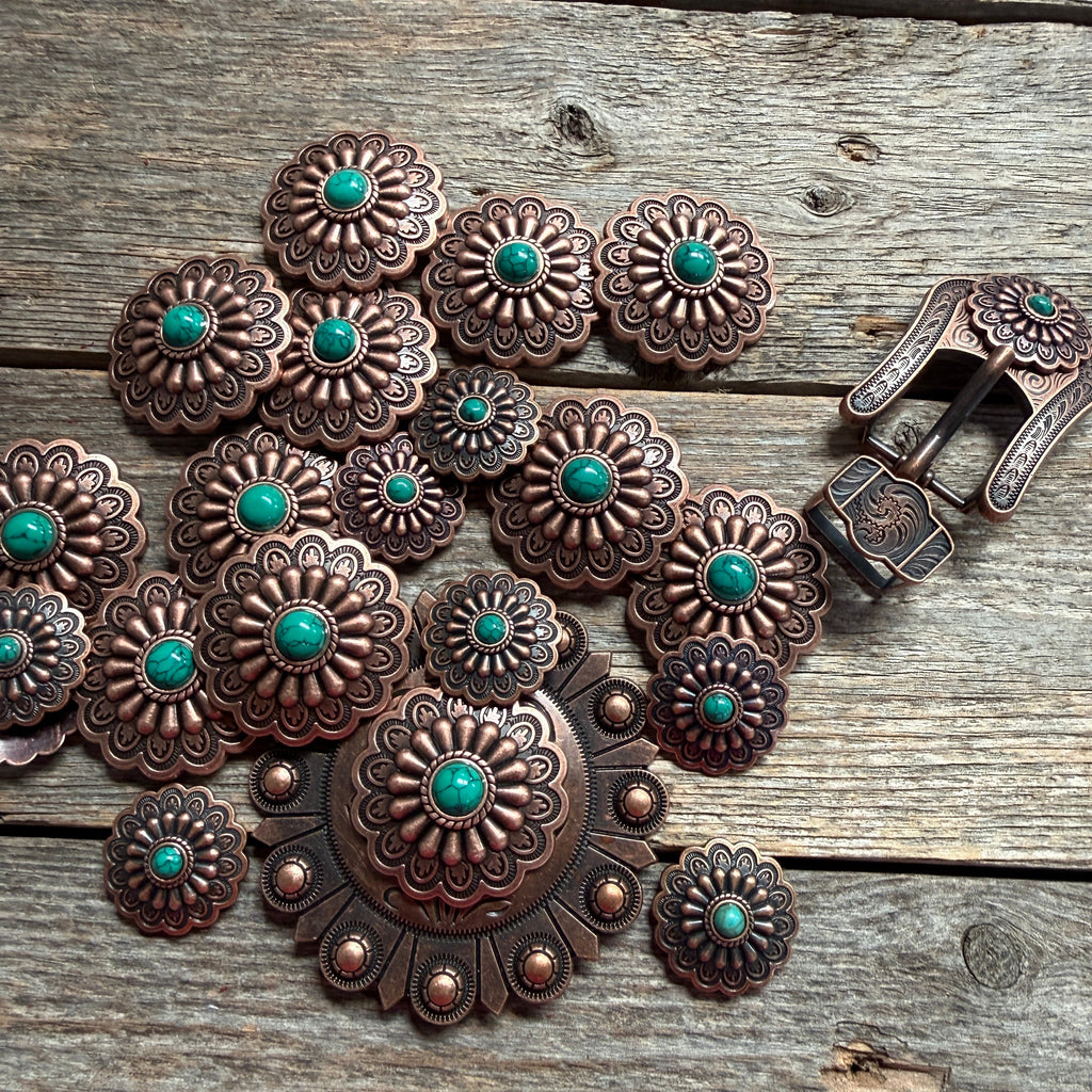 Copper Turquoise Western Concho W103