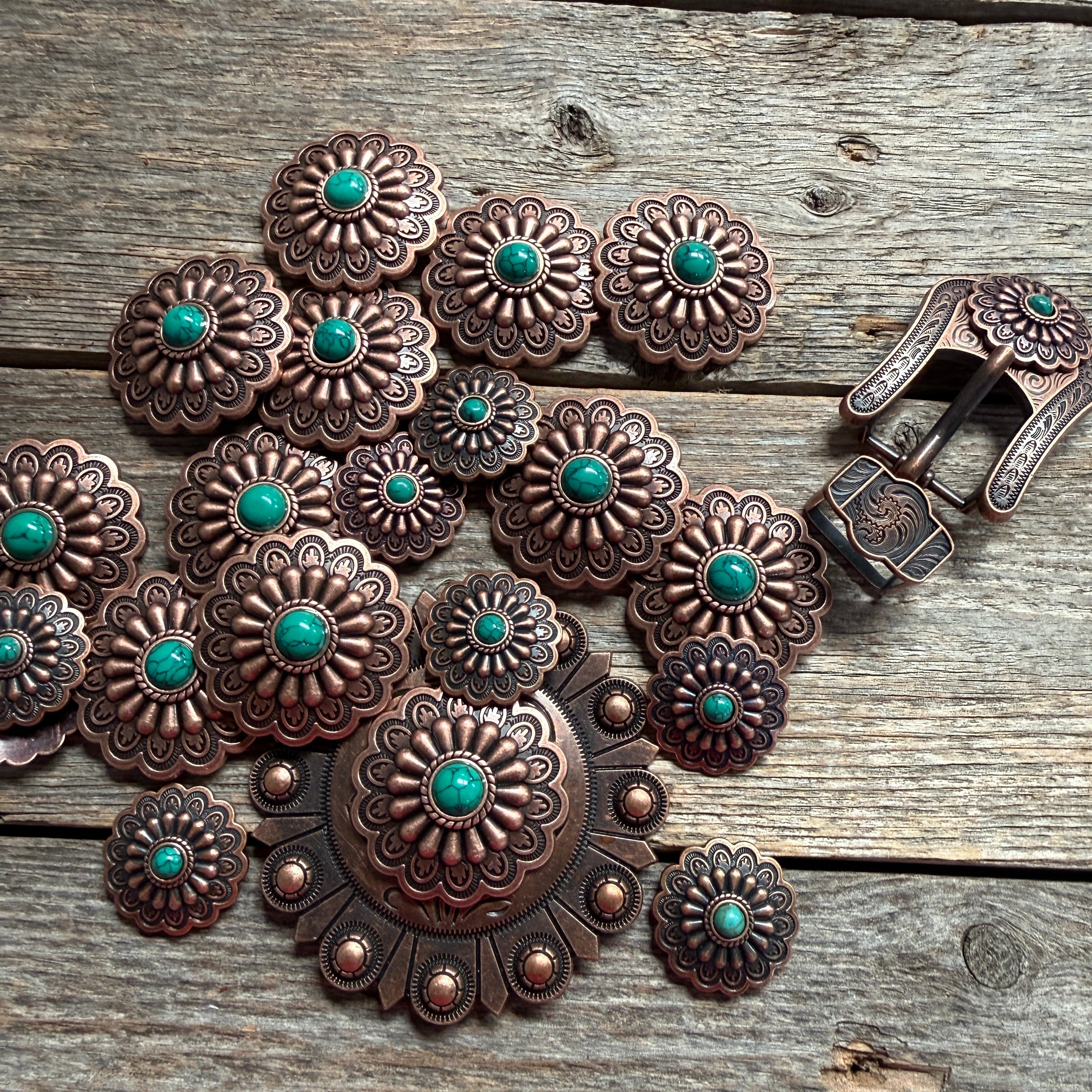 Copper Turquoise Western Concho W103