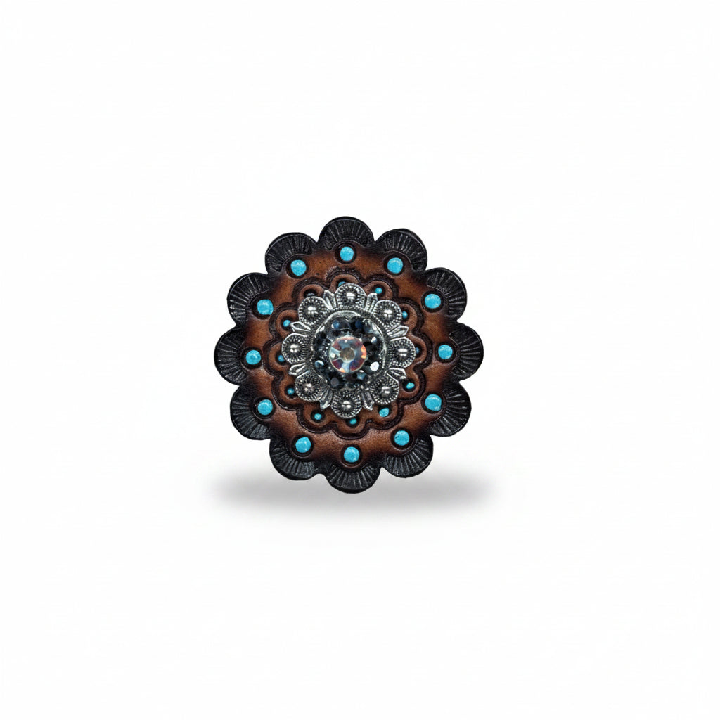 Antique Silver Jet - AB Crystal Conchos | Sizes 1"- 3" | Buckles | Saddle Set | Leather Rosettes | Slide — view 13