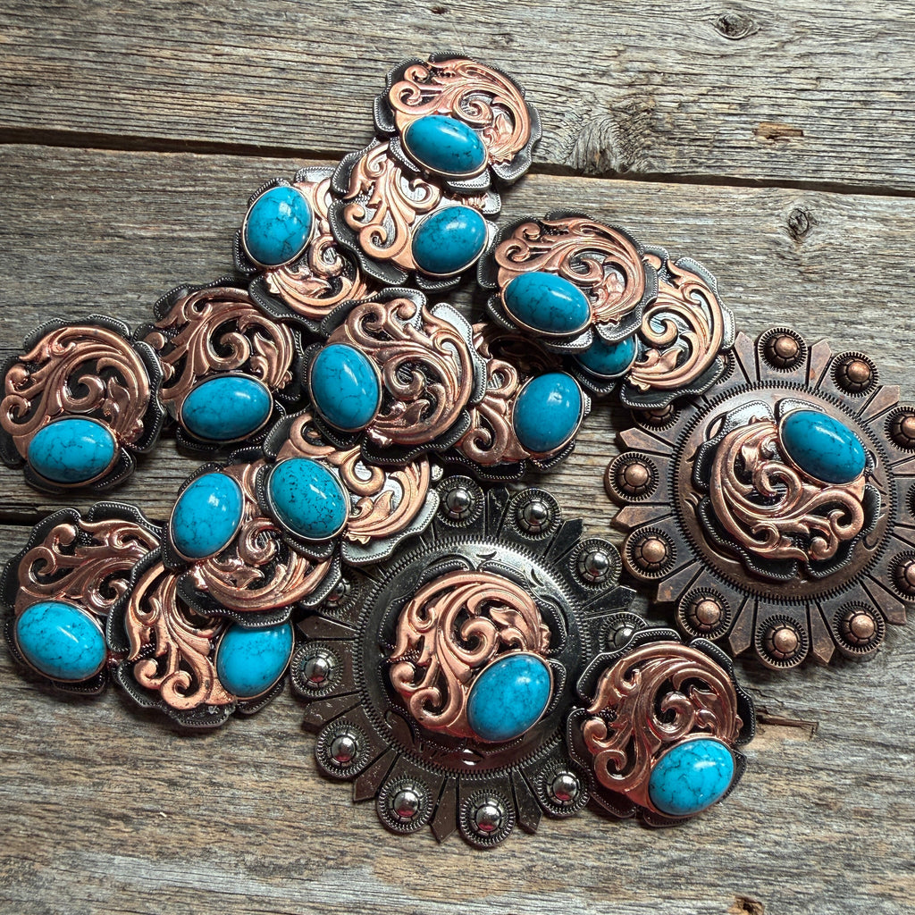 Copper Turquoise Howlite Western Concho W121