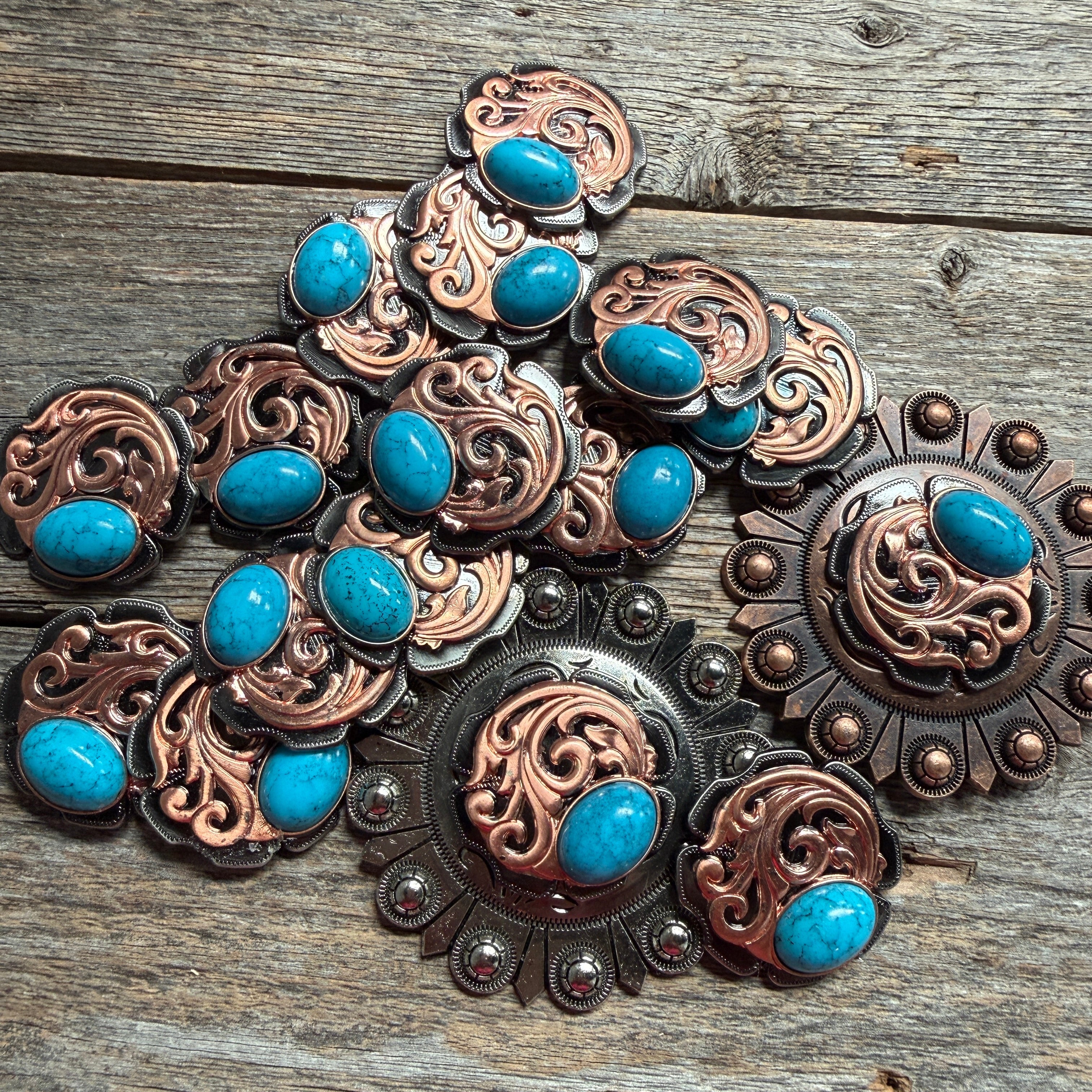 Copper Turquoise Howlite Western Concho W121