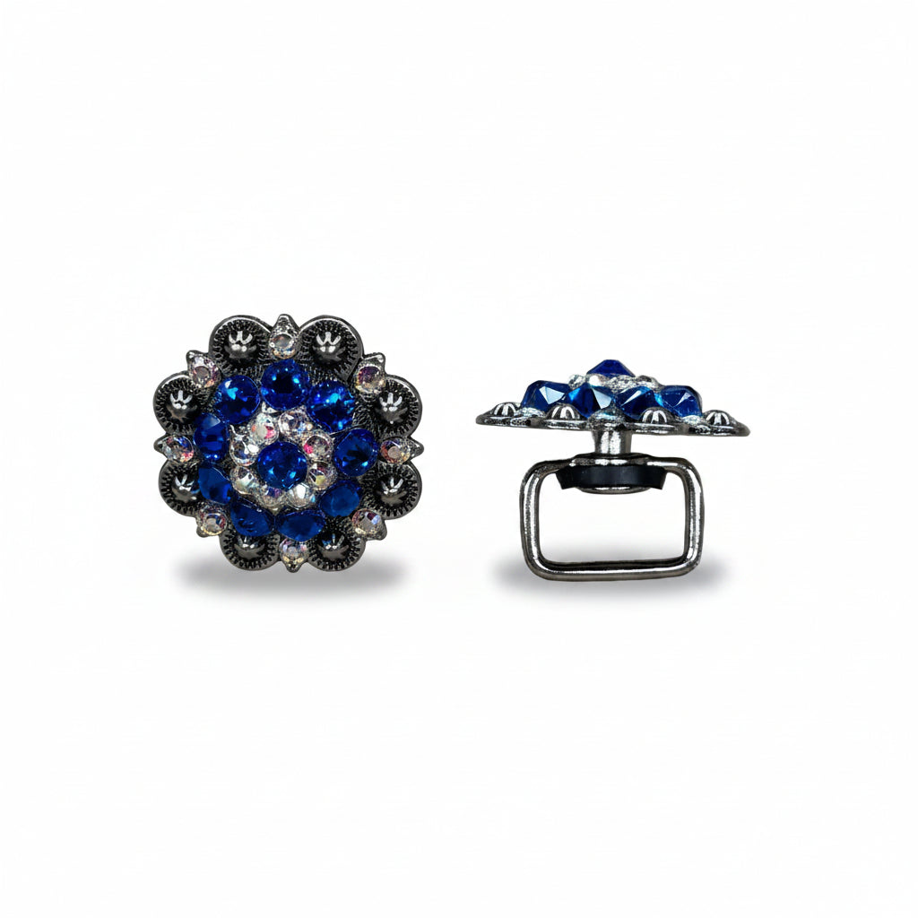 Antique Silver Capri - AB Crystal Conchos | Sizes 1"- 3" | Buckles | Saddle Set | Leather Rosettes | Slide — view 14