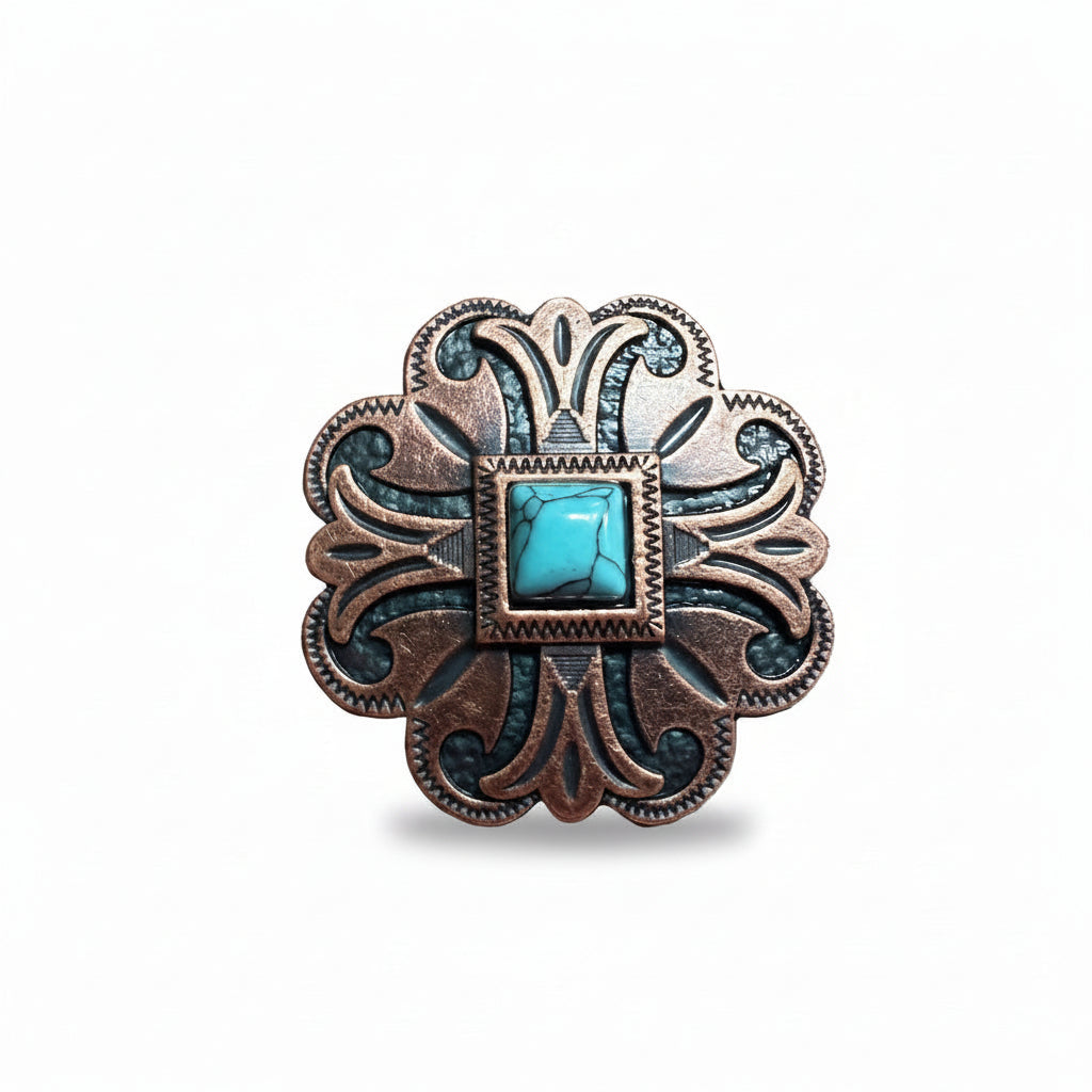 Copper Turquoise Western Concho W141 — view 2